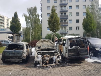 Pożar na wrocławskim Psim Polu. Spłonęły trzy auta  - 7