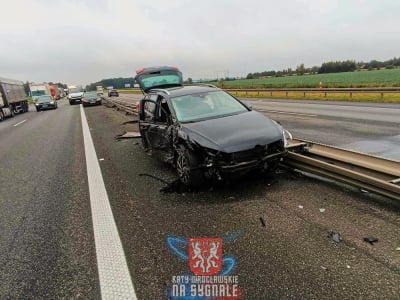 Wypadek na autostradzie A4  w kierunku Katowic