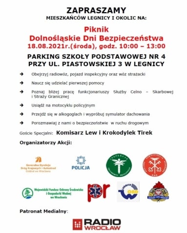 Piknik bezpieczeństwa już w najbliższą środę w Szkole Podstawowej nr 4 w Legnicy