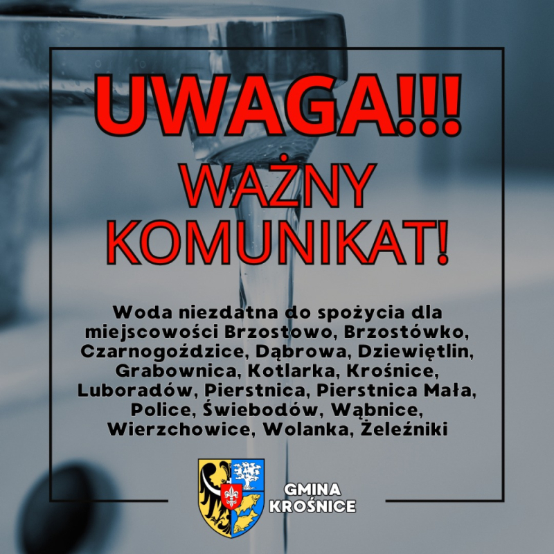 Wodna niezdatna do picia w miejscowościach Gminy Krośnice - fot. mat. prasowe