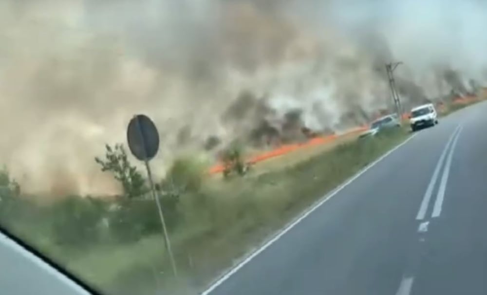 Spaliło się 50 hektarów zboża - fot. kadr z filmu Strzelin998 FB