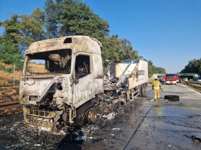 Pożar ciężarówki na A4. Autostrada była zablokowana