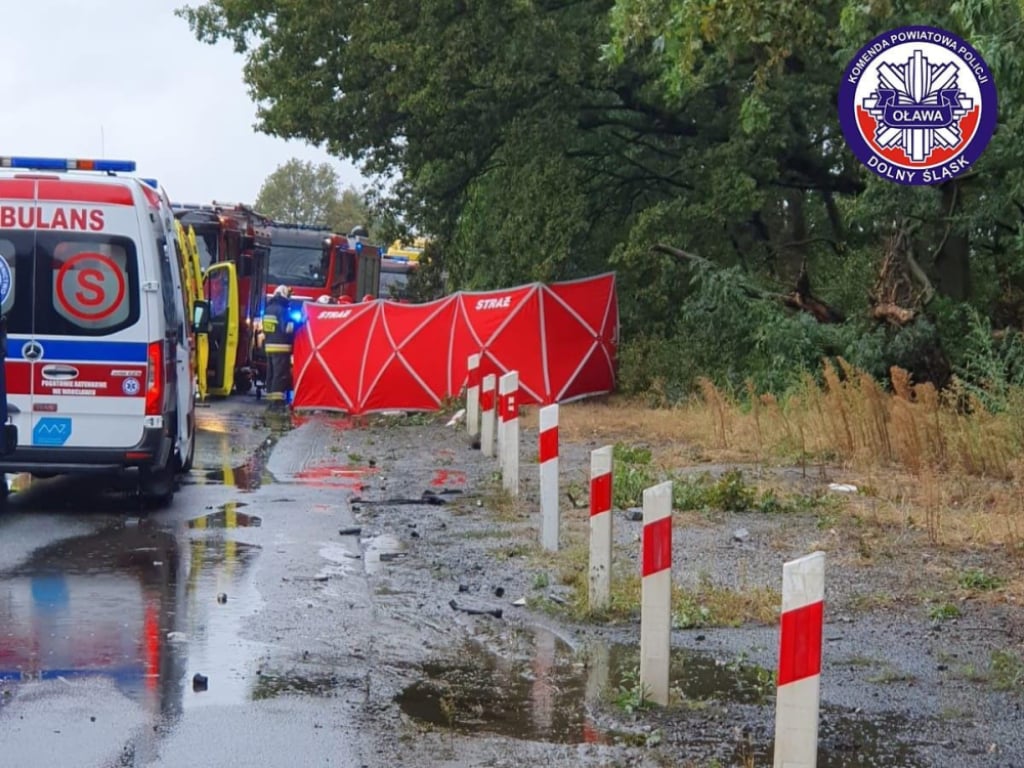 Śmiertelny wypadek na Stary Otok - Jelcz Laskowice - fot. Policja Oława