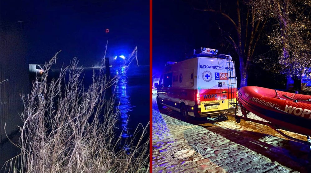 Bus wjechał do Odry i popłynął z nurtem. Policja szuka kierowcy  - Bus wjechał do Odry, policja poszukuje kierowcy, fot. Dolnośląskie WOPR