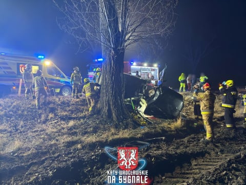 Poważny wypadek na DK 8 pomiędzy Cieszycami a Rolantowicami. Na miejscu lądował helikopter ratunkowy - 1