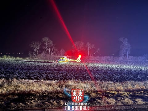 Poważny wypadek na DK 8 pomiędzy Cieszycami a Rolantowicami. Na miejscu lądował helikopter ratunkowy - 2