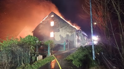 Potężny pożar pod Lwówkiem Śląskim. To była niespokojna noc na Dolnym Śląsku