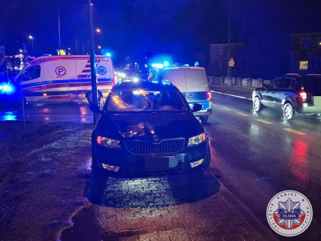 Jelcz-Laskowice: Pijany kierowca potrącił dwie osoby na przejściu dla pieszych - Samochód sprawcy po uderzeniu w pieszych. Fot. dolnoslaska.policja.gov.pl