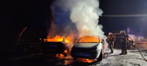 Pożar na terenie warsztatu w Polanicy-Zdroju. Trzy samochody doszczętnie spłonęły [ZDJĘCIA] - 1