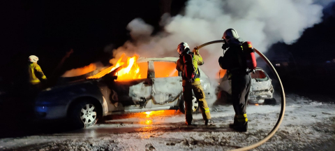 Pożar na terenie warsztatu w Polanicy-Zdroju. Trzy samochody doszczętnie spłonęły [ZDJĘCIA] - 4