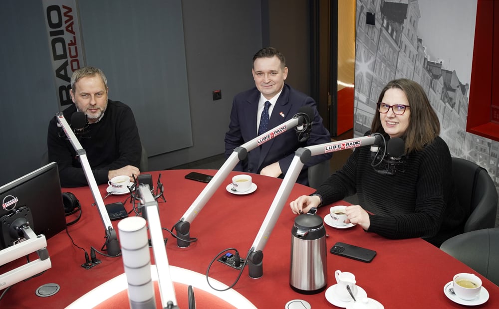 Debata parlamentarna Radia Wrocław: Paweł Hreniak, Michał Jaros i Marta Stożek - Debata parlamentarna w Radiu Wrocław. Fot. RW