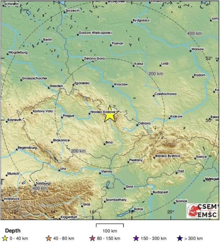 Trzęsienie ziemi przy granicy. Było odczuwalne także na Dolnym Śląsku! - Epicentrum trzęsienia ziemi przy granicy czesko-polskiej. Fot. EMSC