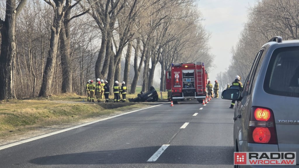 Utrudnienia na DK8. Auto wpadło do rowu - Na DK8 samochód wpadł do rowu. Fot Jarosław Wrona